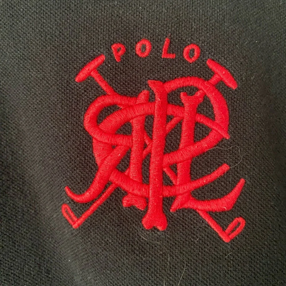 Polo Ralph Lauren Shirt Polo Mens L Black Red Crossed Mallet RPLC Crest